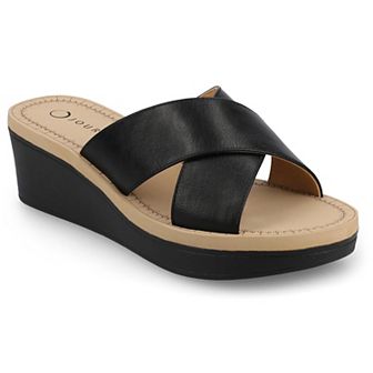 Journee Biara Women's Slip On Platform Wedge Sandals