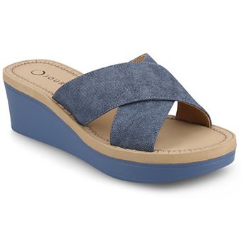 Journee Biara Women's Slip On Platform Wedge Sandals