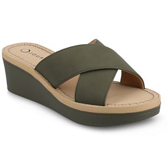 Journee Biara Women's Slip On Platform Wedge Sandals