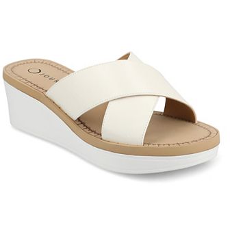 Journee Biara Women's Slip On Platform Wedge Sandals
