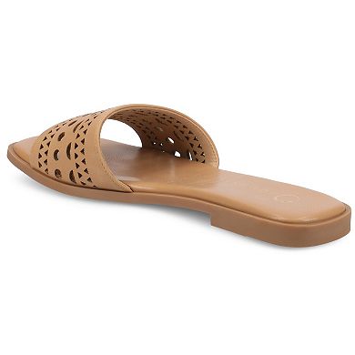 Journee Collection Brodie Women's Geometric Cut Out Band Slide Sandals
