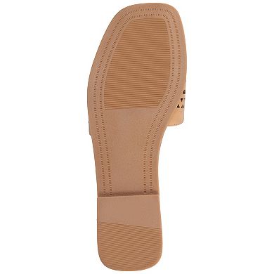 Journee Collection Brodie Women's Geometric Cut Out Band Slide Sandals