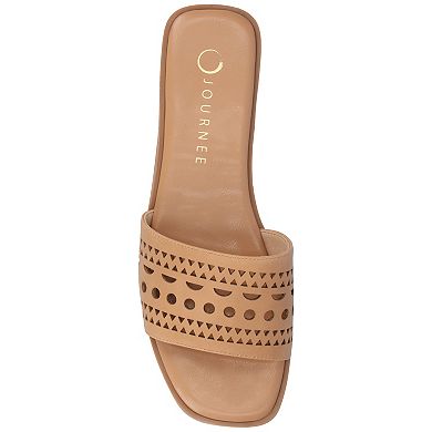 Journee Collection Brodie Women's Geometric Cut Out Band Slide Sandals