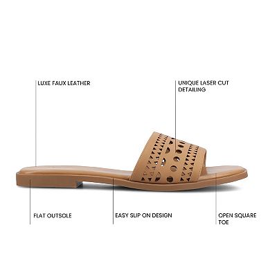 Journee Collection Brodie Women's Geometric Cut Out Band Slide Sandals