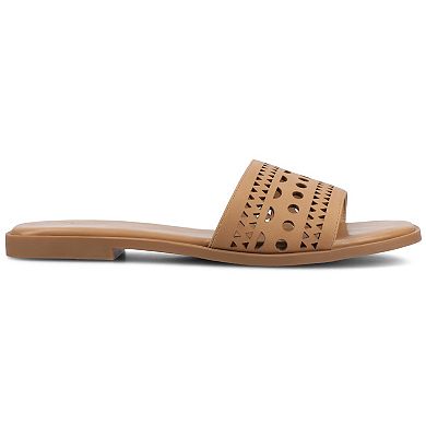 Journee Collection Brodie Women's Geometric Cut Out Band Slide Sandals