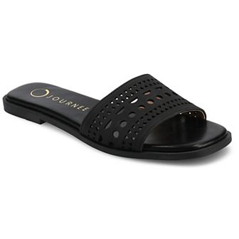 Journee Brodie Women's Geometric Cut Out Band Slide Sandals