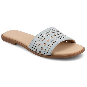 Journee Brodie Women's Geometric Cut Out Band Slide Sandals