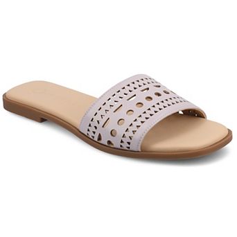 Journee Brodie Women's Geometric Cut Out Band Slide Sandals
