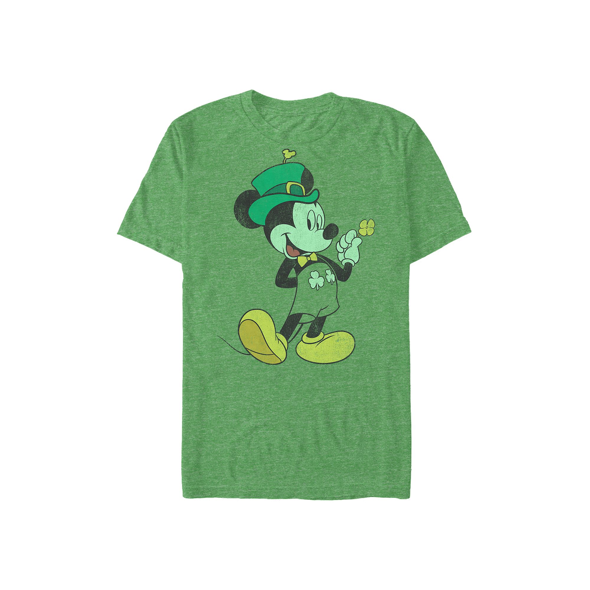Disneys Mickey Mouse Lucky Outfit Mens Graphic Tee, Size: Small, Kelly Gr