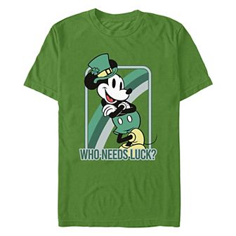 Disney's Mickey Mouse Who Needs Luck? Men's Graphic Tee