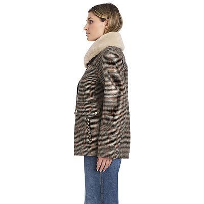 Women's DRAPER JAMES RSVP™ Faux Fur Collar Houndstooth Jacket