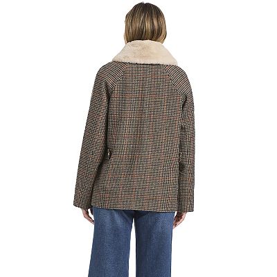 Women's DRAPER JAMES RSVP™ Faux Fur Collar Houndstooth Jacket