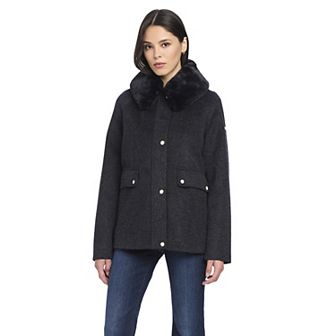 Women's DRAPER JAMES RSVP™ Faux Fur Collar Houndstooth Jacket