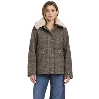 Women's DRAPER JAMES RSVP™ Faux Fur Collar Houndstooth Jacket
