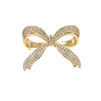 Gold Tone Cubic Zirconia Bow Pin
