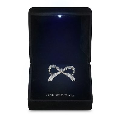 Gold Tone Cubic Zirconia Bow Pin