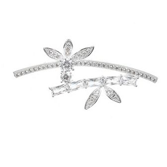 Silver Tone Cubic Zirconia Abstract Pin