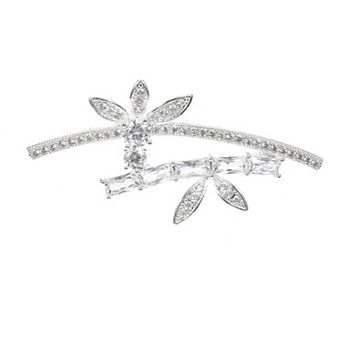 Silver Tone Cubic Zirconia Abstract Pin