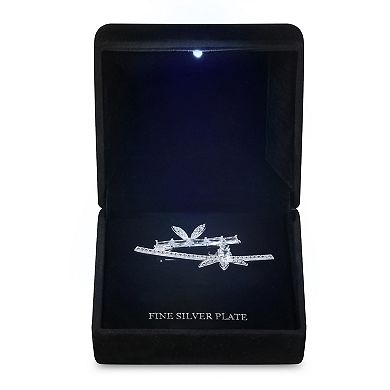 Silver Tone Cubic Zirconia Abstract Pin