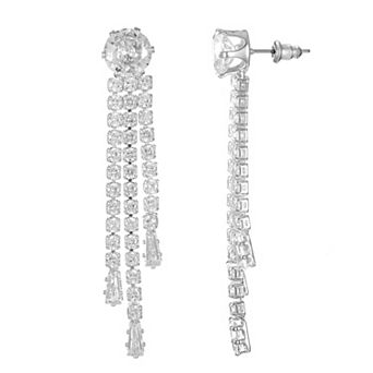 Silver Tone Cubic Zirconia Drop Earrings