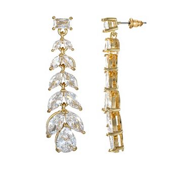 Gold Tone Cubic Zirconia Drop Earrings