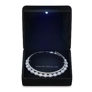 Crystal Simulated Pearl Coil Bracelet
