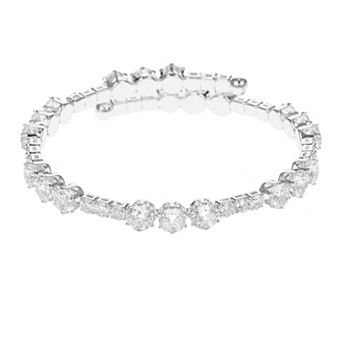 Silver Tone Cubic Zirconia Tennis Coil Bracelet