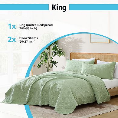 HLC.ME Lorenzo - 3 Piece Soft Quilt Set, Lightweight Interlocked Machine Washable Bedspread Coverlet