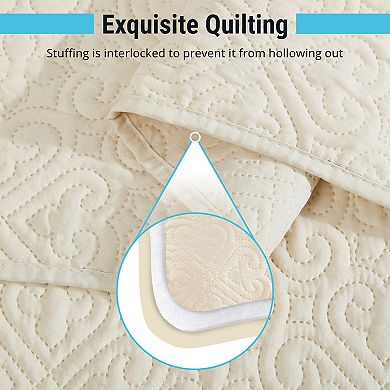 HLC.ME Lorenzo - 3 Piece Soft Quilt Set, Lightweight Interlocked Machine Washable Bedspread Coverlet