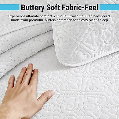 HLC.ME Lorenzo - 3 Piece Soft Quilt Set, Lightweight Interlocked Machine Washable Bedspread Coverlet