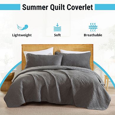 HLC.ME Lorenzo - 3 Piece Soft Quilt Set, Lightweight Interlocked Machine Washable Bedspread Coverlet