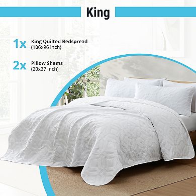 HLC.ME Logan - 3 Piece Soft Quilt Set, Lightweight Interlocked Machine Washable Bedspread Coverlet