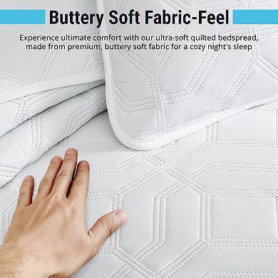 HLC.ME Logan - 3 Piece Soft Quilt Set, Lightweight Interlocked Machine Washable Bedspread Coverlet