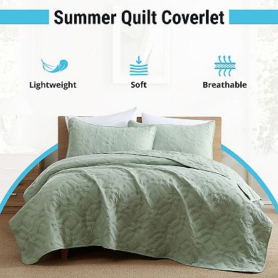 HLC.ME Logan - 3 Piece Soft Quilt Set, Lightweight Interlocked Machine Washable Bedspread Coverlet