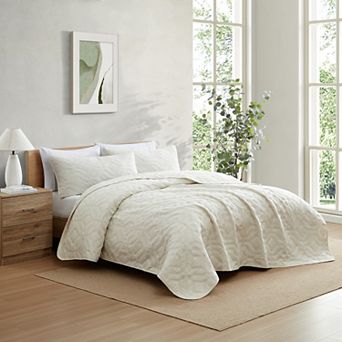 HLC.ME Logan - 3 pc Soft Quilt Set, Lightweight Interlocked Machine Washable Bedspread Coverlet