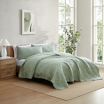 HLC.ME Logan - 3 pc Soft Quilt Set, Lightweight Interlocked Machine Washable Bedspread Coverlet