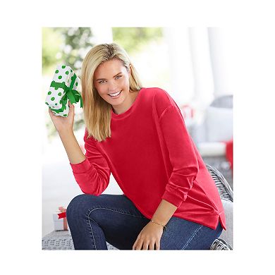 Woman Within Plus Size Plush Velour Tunic Sweatshirt