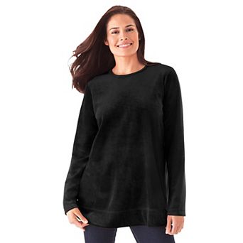Woman Within Plus Size Plush Velour Tunic Sweatshirt