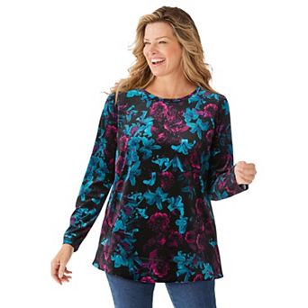 Woman Within Plus Size Plush Velour Tunic Sweatshirt