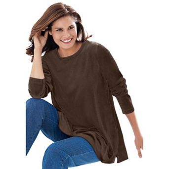 Woman Within Plus Size Plush Velour Tunic Sweatshirt