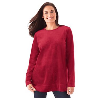 Woman Within Plus Size Plush Velour Tunic Sweatshirt