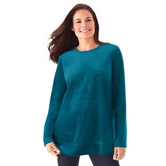 Woman Within Plus Size Plush Velour Tunic Sweatshirt