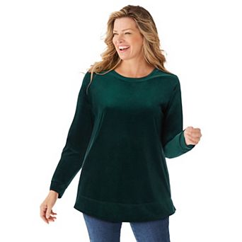 Woman Within Plus Size Plush Velour Tunic Sweatshirt