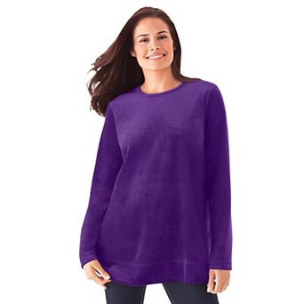 Woman Within Plus Size Plush Velour Tunic Sweatshirt