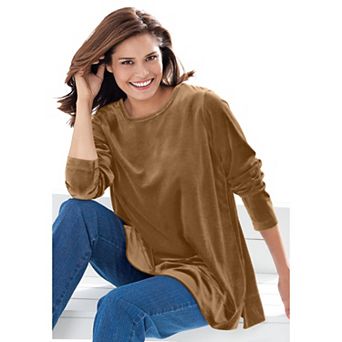 Woman Within Plus Size Plush Velour Tunic Sweatshirt