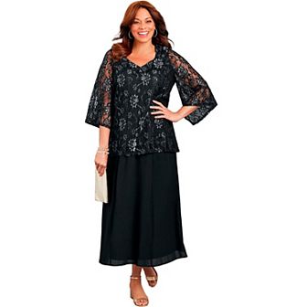 Catherines Women's Plus Size Petite Allover Lace Blouse