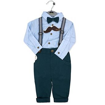 Little Gent Baby Boys 4 pc Suspender and Navy Bowtie Clothing Set