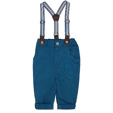 Little Gent Baby Boys 4 Piece Suspender and Navy Bowtie Clothing Set