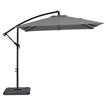 8*8 Ft Steel Crank-lift Cantilever Umbrella with Weighted Base