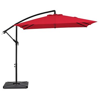 8*8 Ft Steel Crank-lift Cantilever Umbrella with Weighted Base